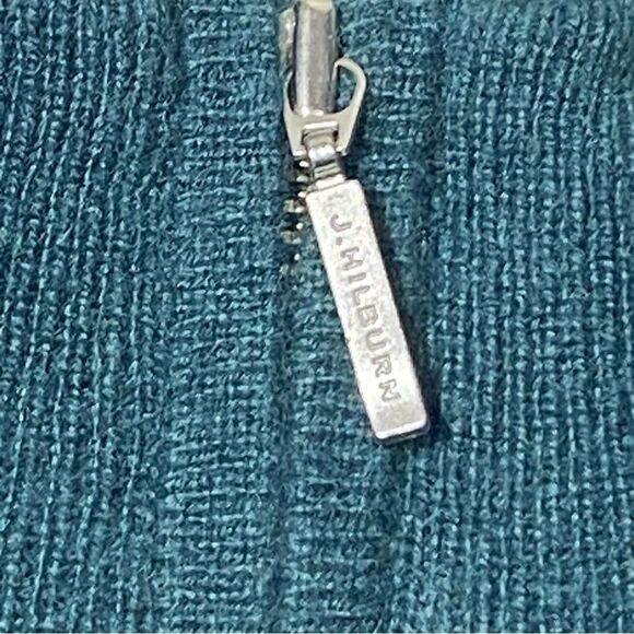 J Hilburn 100% Cashmere Zip Mock Neck Sweater In Green Men's Size Large - Picture 9 of 14